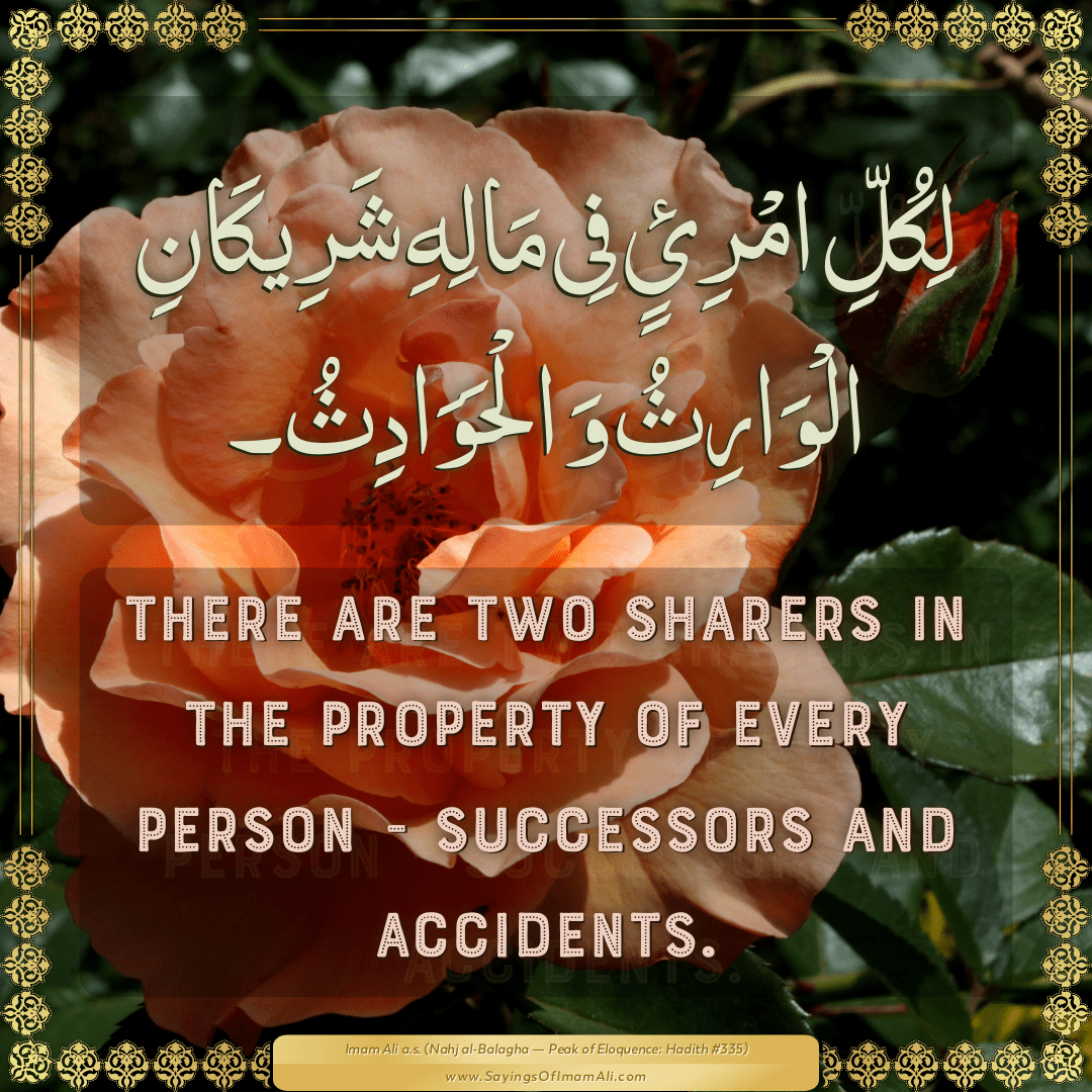 There are two sharers in the property of every person - successors and...